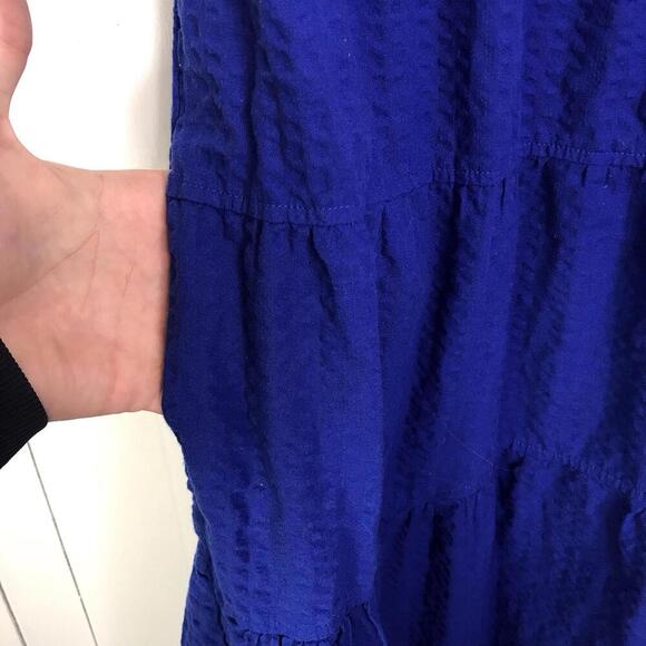 Old Navy Dress Womens XS Sleeveless Tiered Ruffle Tie Back Royal Blue Midi - Picture 5 of 10
